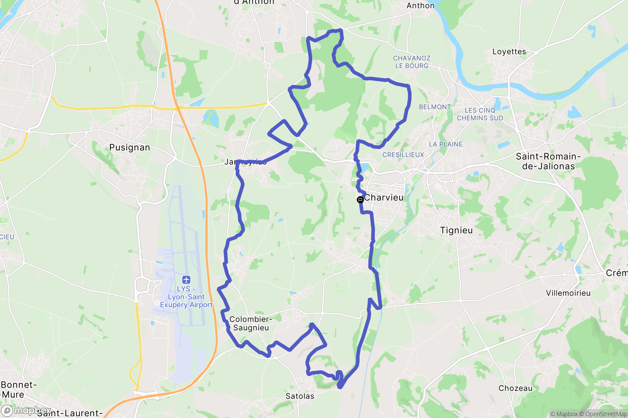 Charvieu-Chavagneux : carte du parcours de randonnée - France