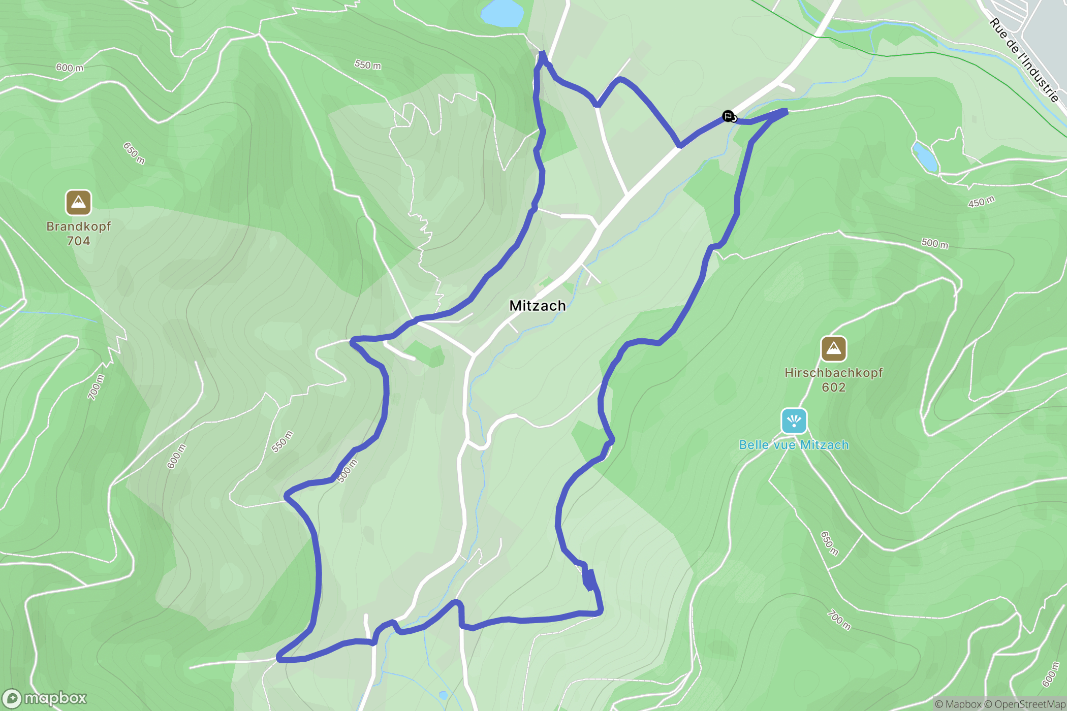 Mitzach : carte du parcours de randonnée - France