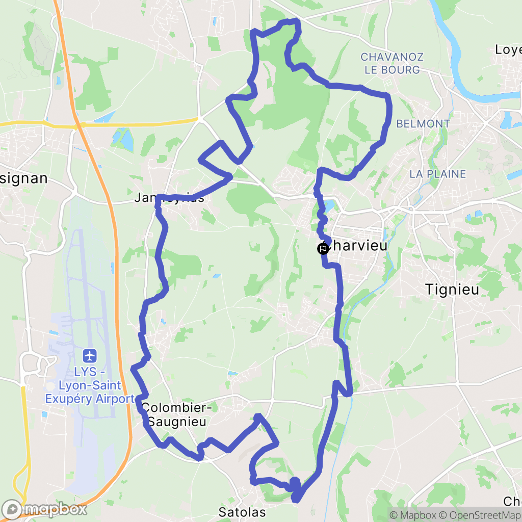 Charvieu-Chavagneux : carte du parcours de randonnée - France