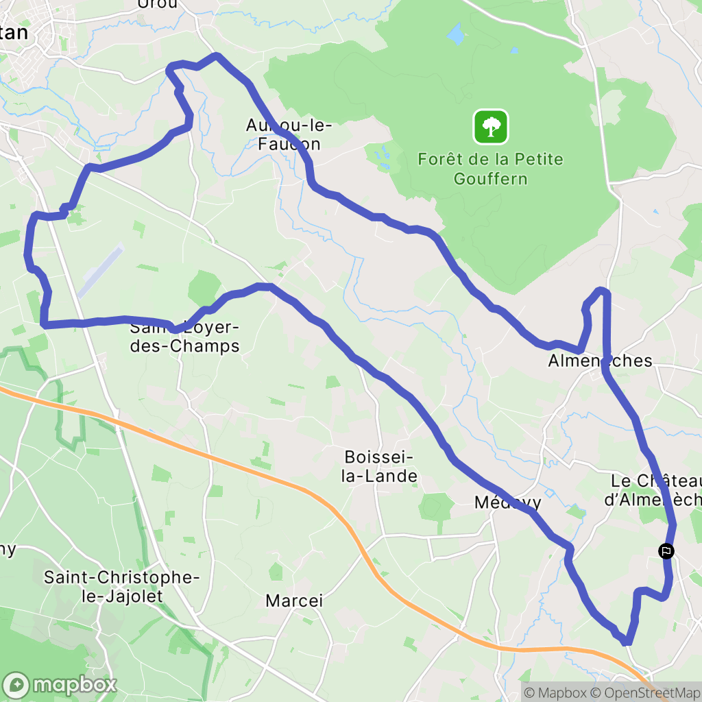 Le Château-d'Almenêches : carte du parcours de randonnée - France