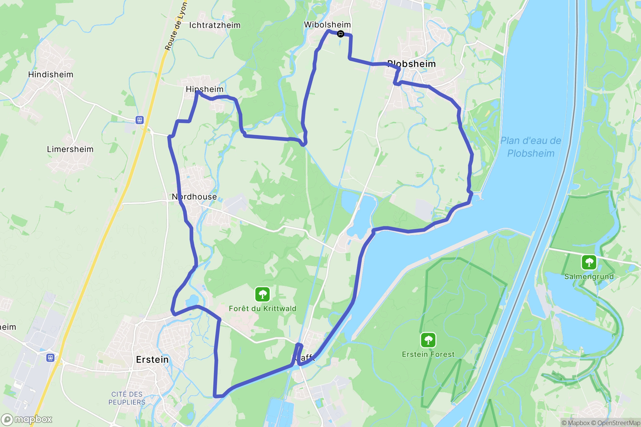 Eschau : carte du parcours de randonnée - France