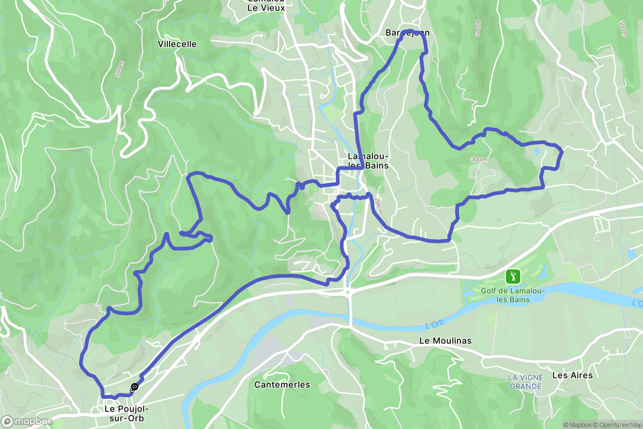 Le Poujol-sur-Orb : carte du parcours de randonnée - France