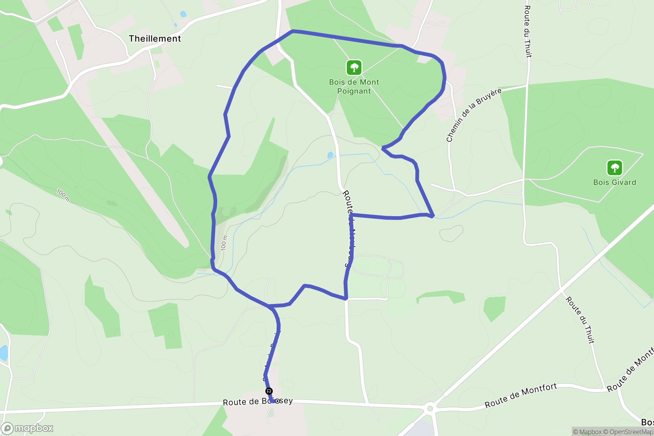 Thénouville : carte du parcours de randonnée - France