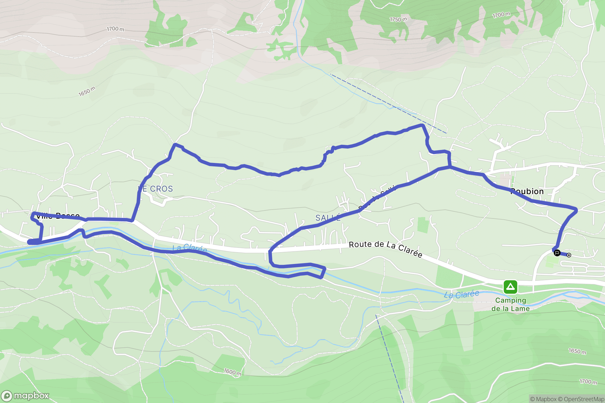 Névache : carte du parcours de randonnée - France