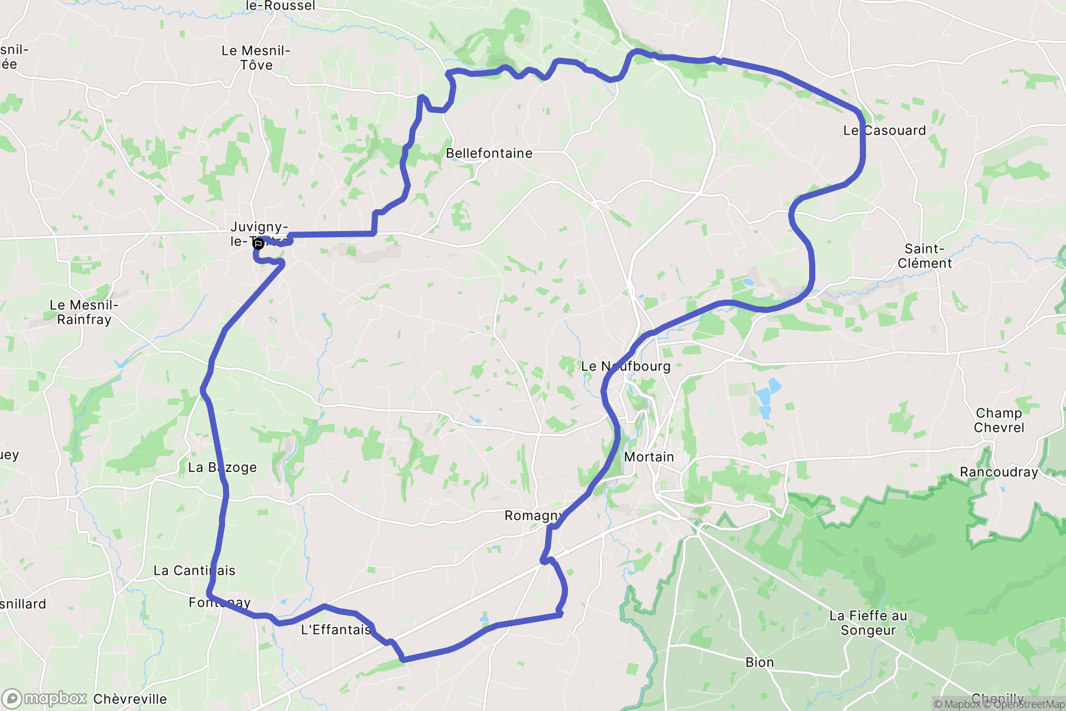 Juvigny les Vallées : carte du parcours de randonnée - France