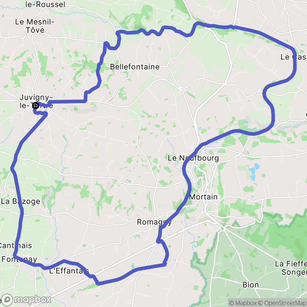 Juvigny les Vallées : carte du parcours de randonnée - France