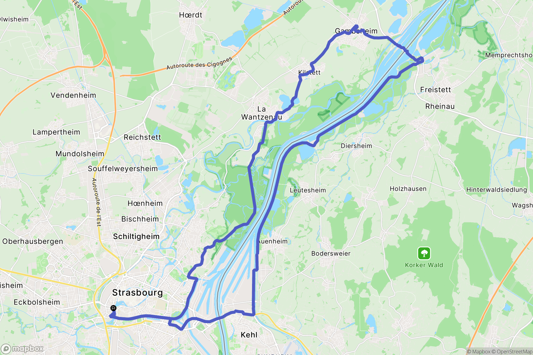 Strasbourg : carte du parcours de randonnée - France