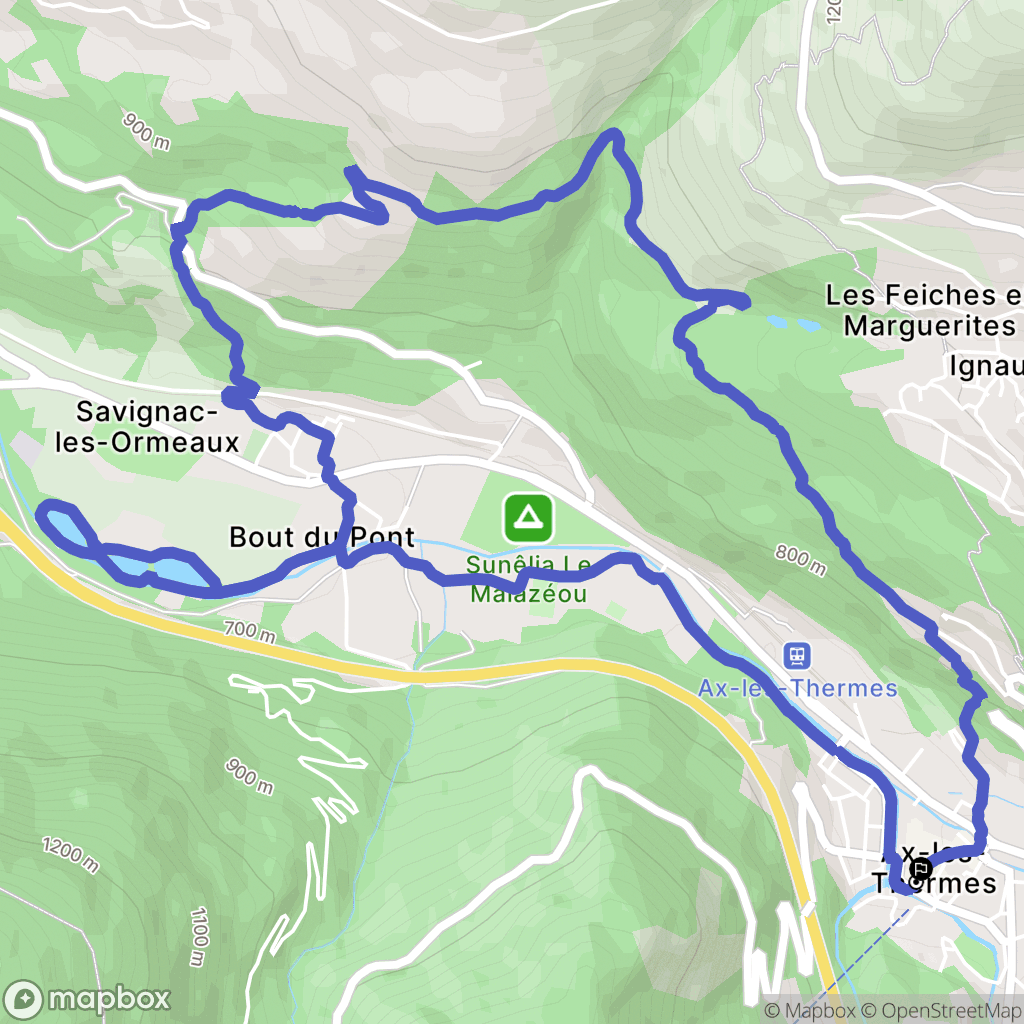 Ax-les-Thermes : carte du parcours de randonnée - France