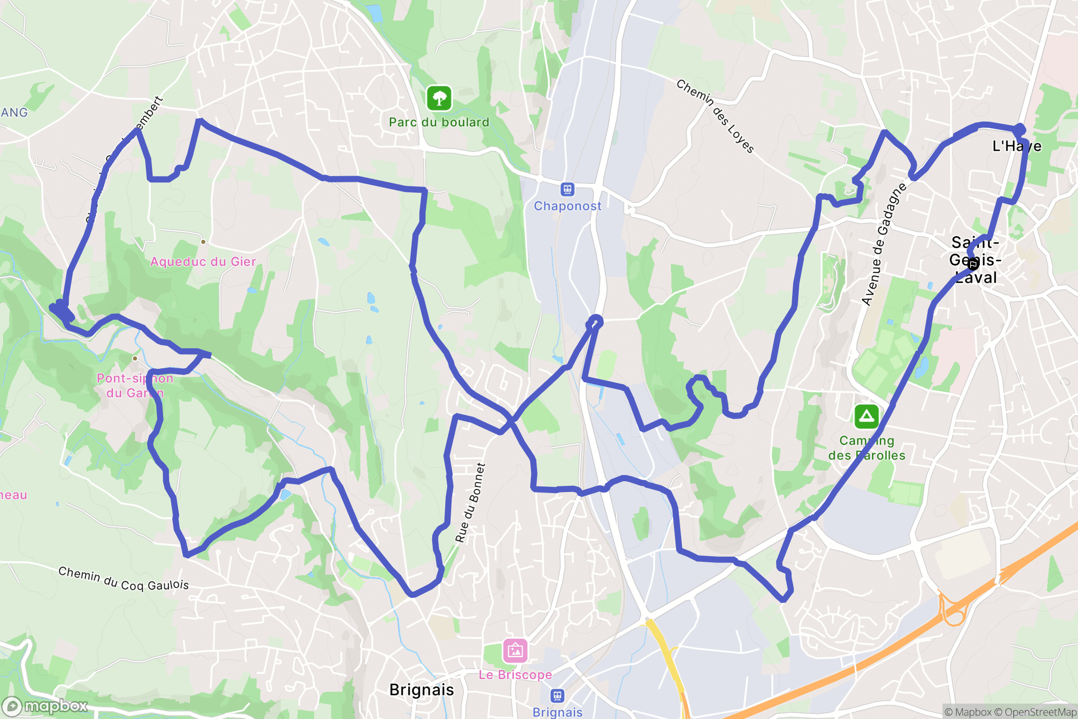 Saint-Genis-Laval : carte du parcours de randonnée - France