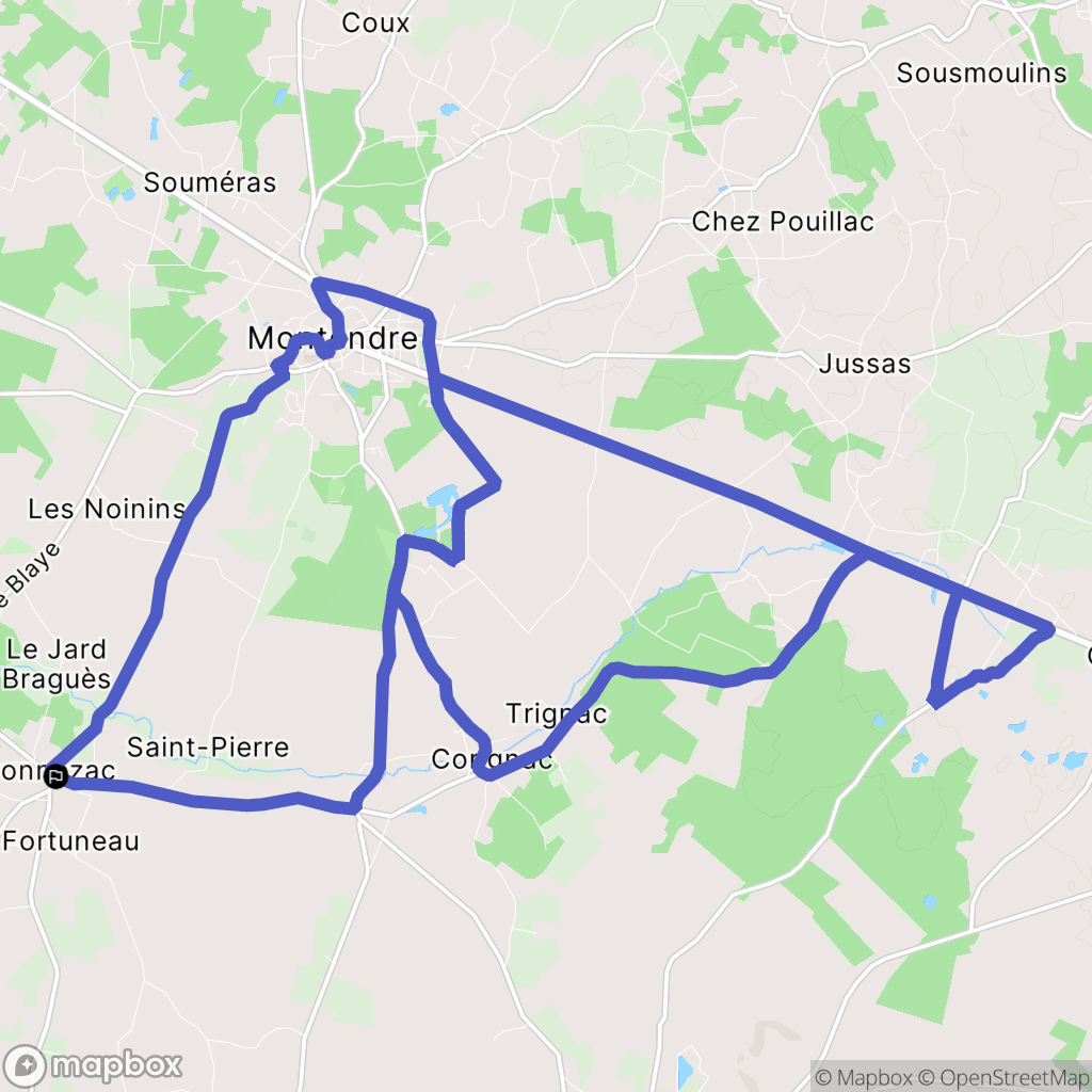 Donnezac : carte du parcours de randonnée - France