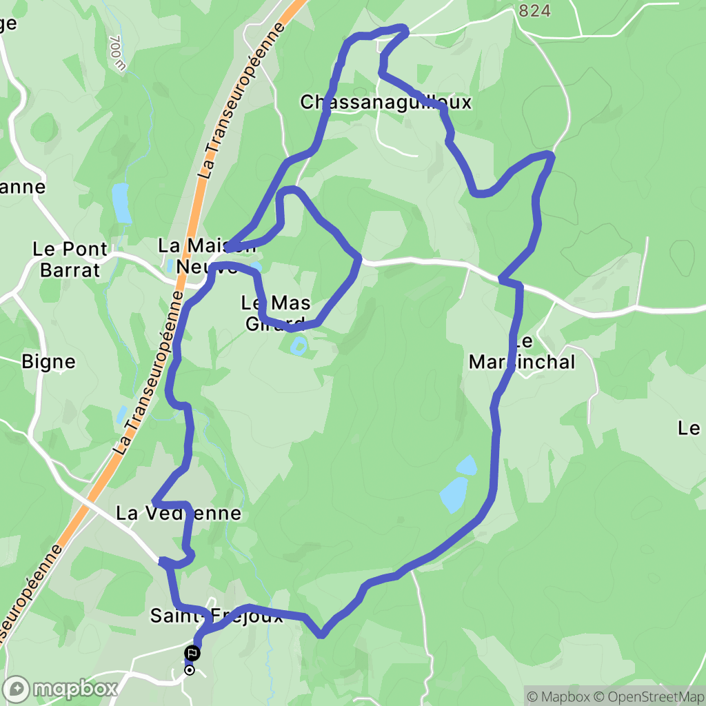 Saint-Fréjoux : carte du parcours de randonnée - France