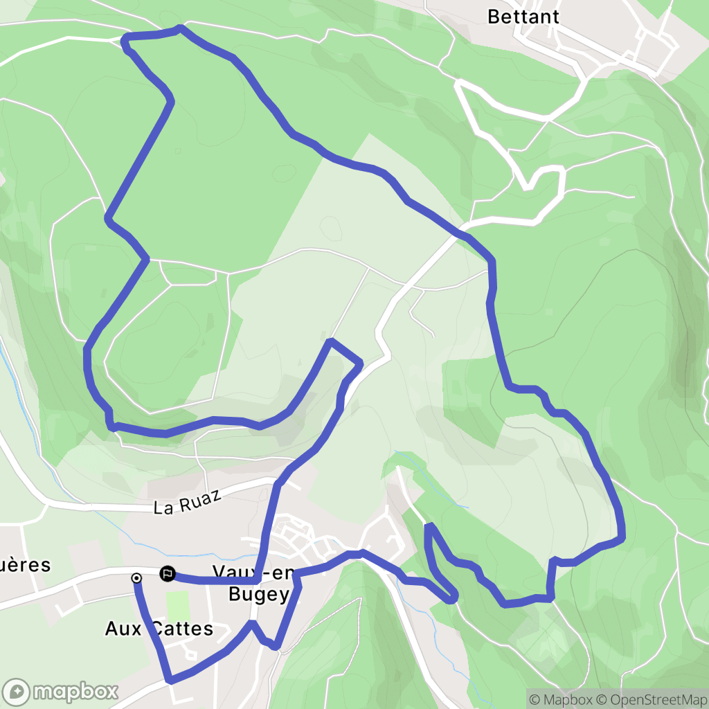 Vaux-en-Bugey : carte du parcours de randonnée - France
