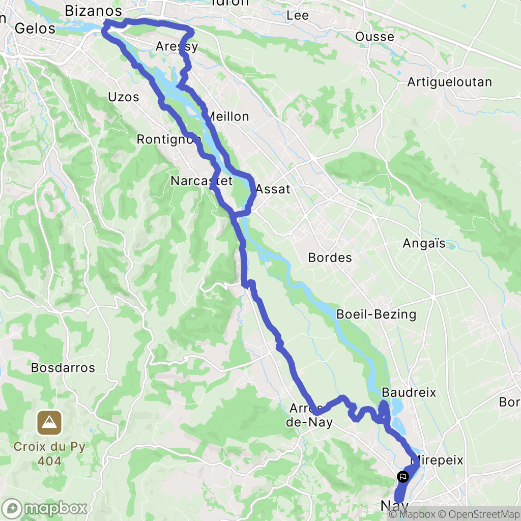 Nay : carte du parcours de randonnée - France