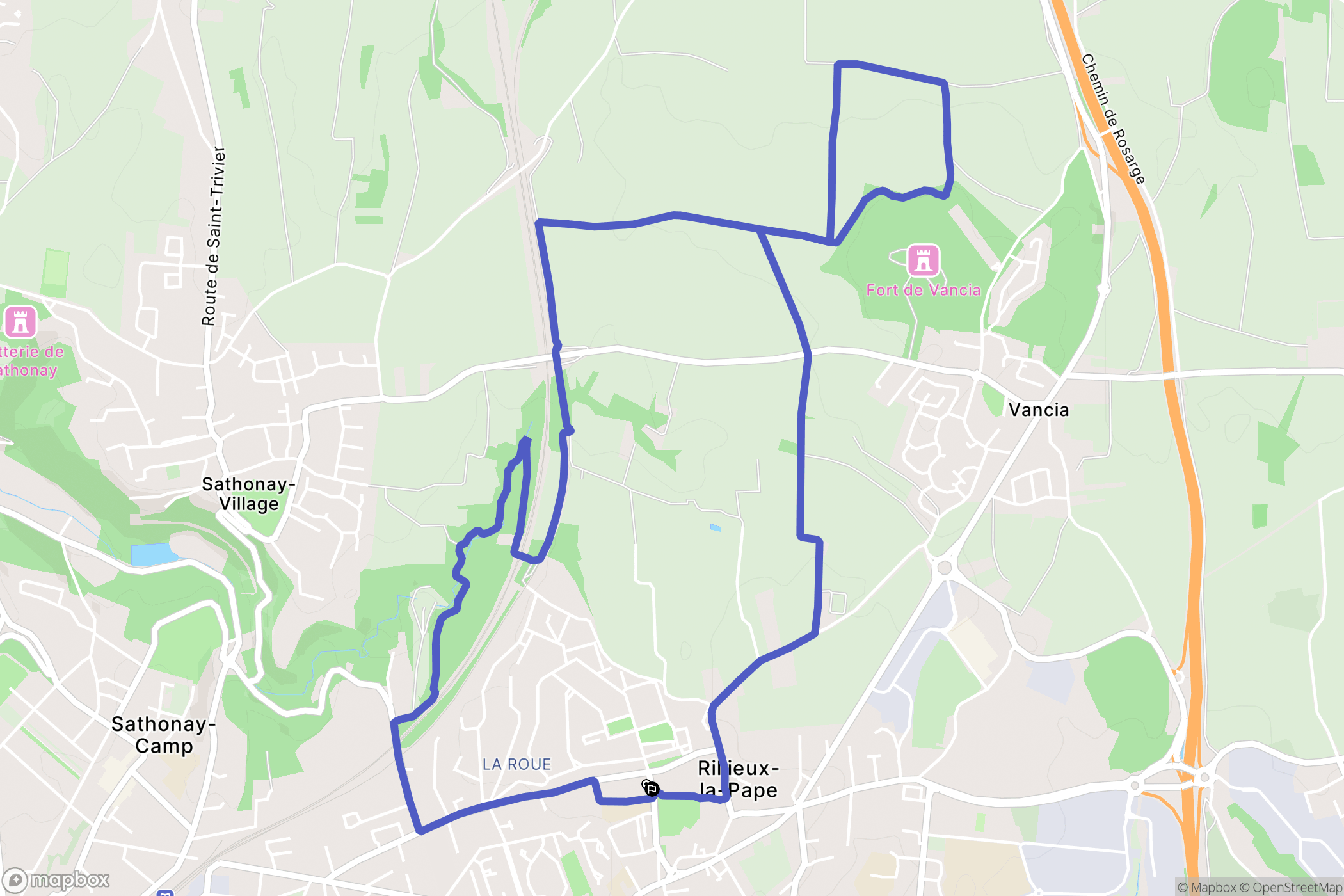 Rillieux-la-Pape : carte du parcours de randonnée - France