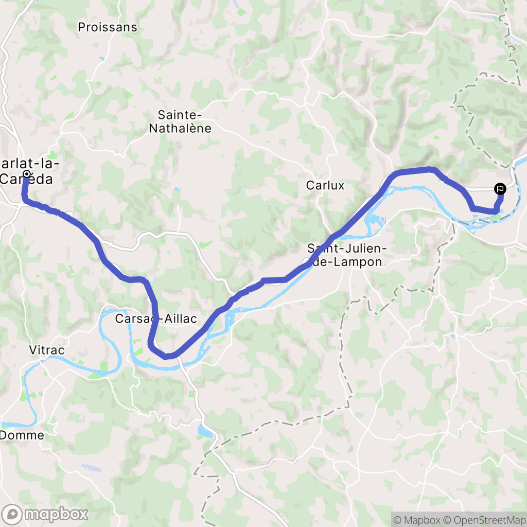 Sarlat-la-Canéda : carte du parcours de randonnée - France