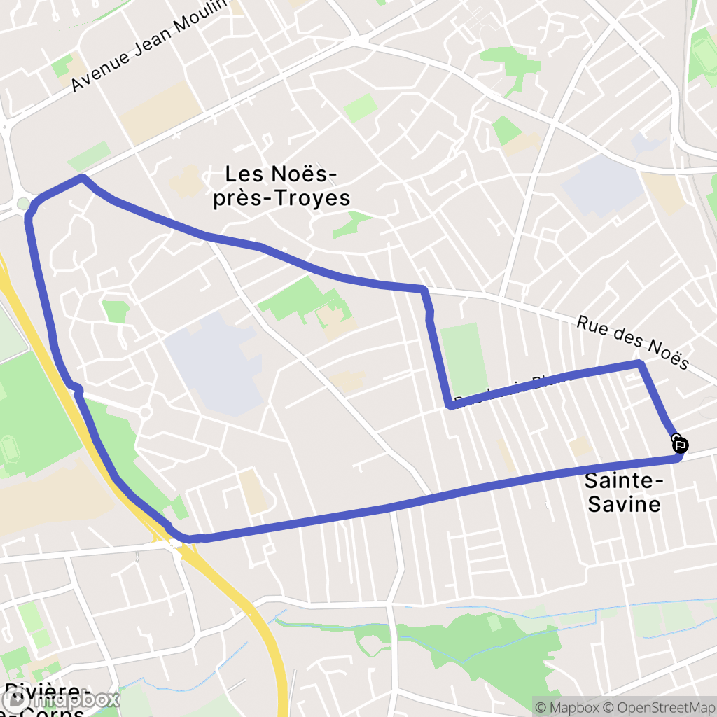 Sainte-Savine : carte du parcours de randonnée - France