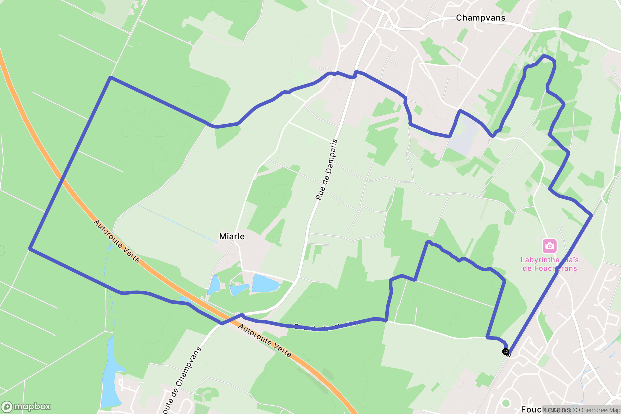 Foucherans : carte du parcours de randonnée - France