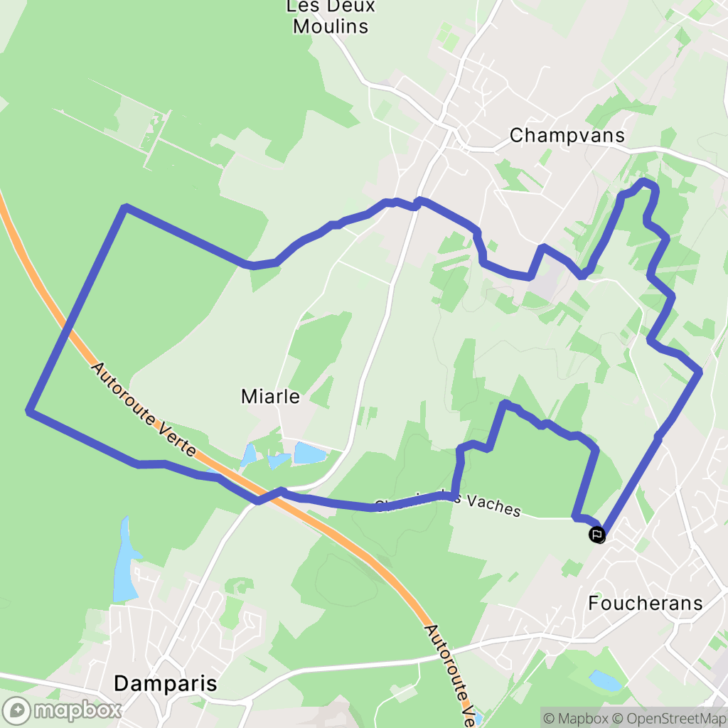 Foucherans : carte du parcours de randonnée - France