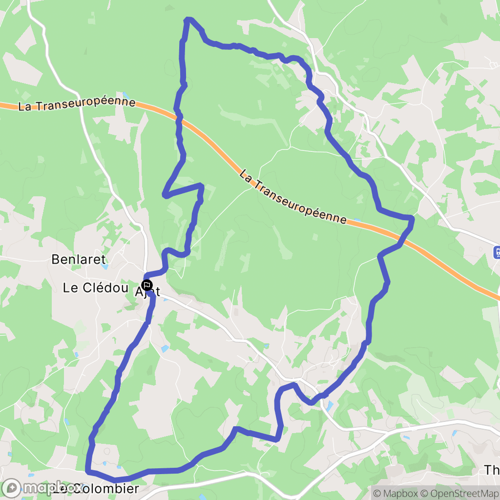 Ajat : carte du parcours de randonnée - France