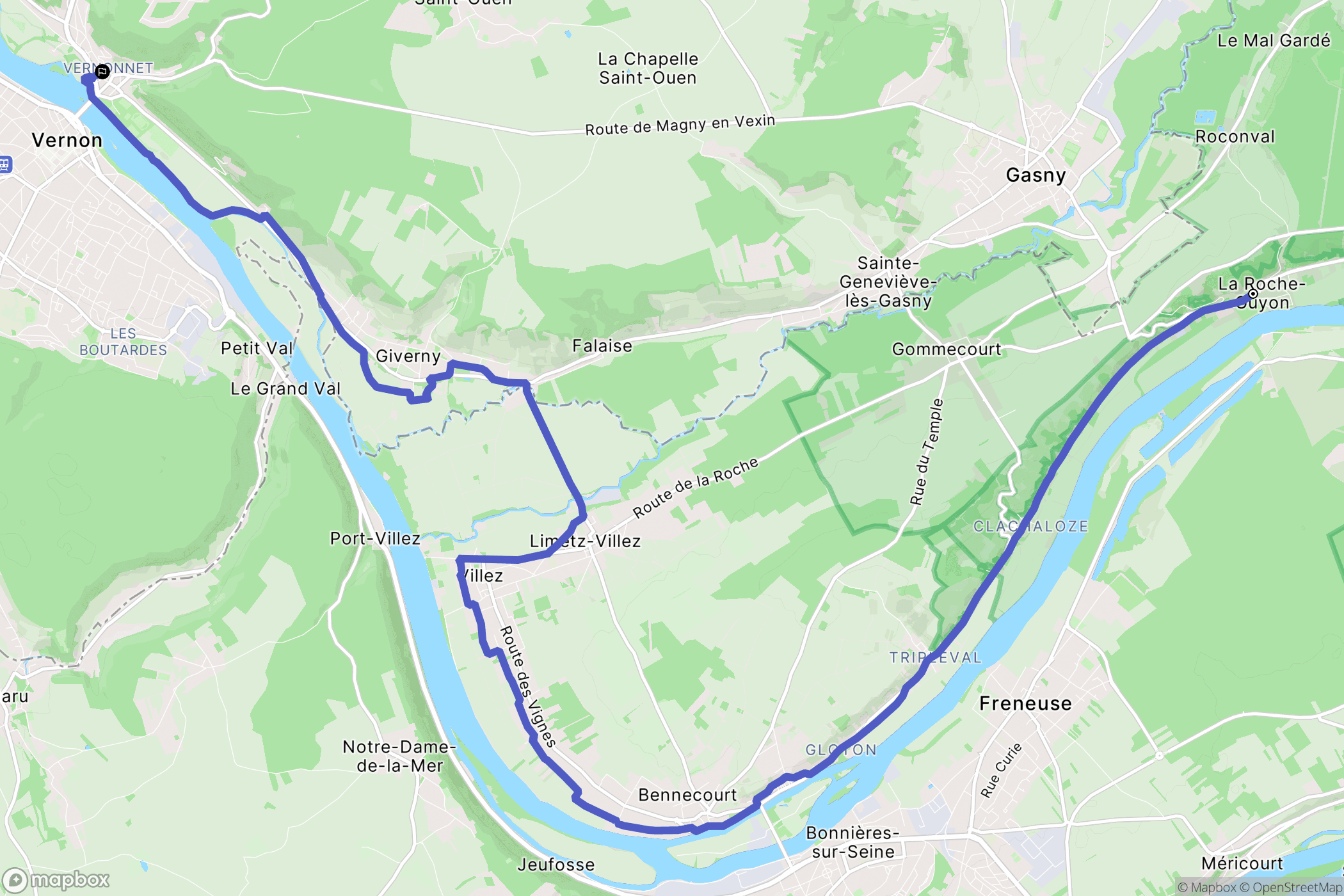 La Roche-Guyon : carte du parcours de randonnée - France