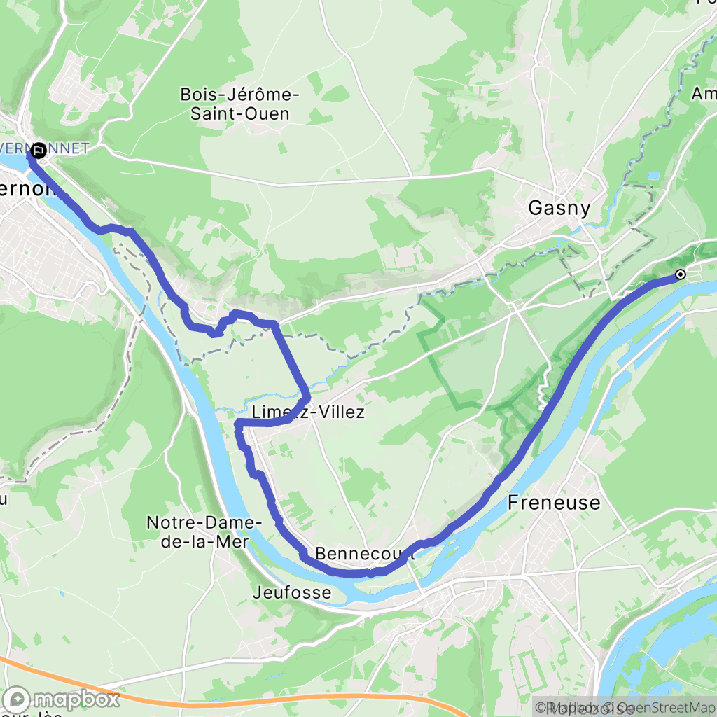 La Roche-Guyon : carte du parcours de randonnée - France