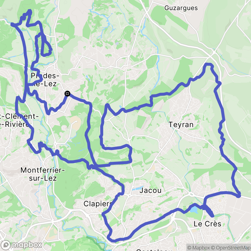 Prades-le-Lez : carte du parcours de randonnée - France