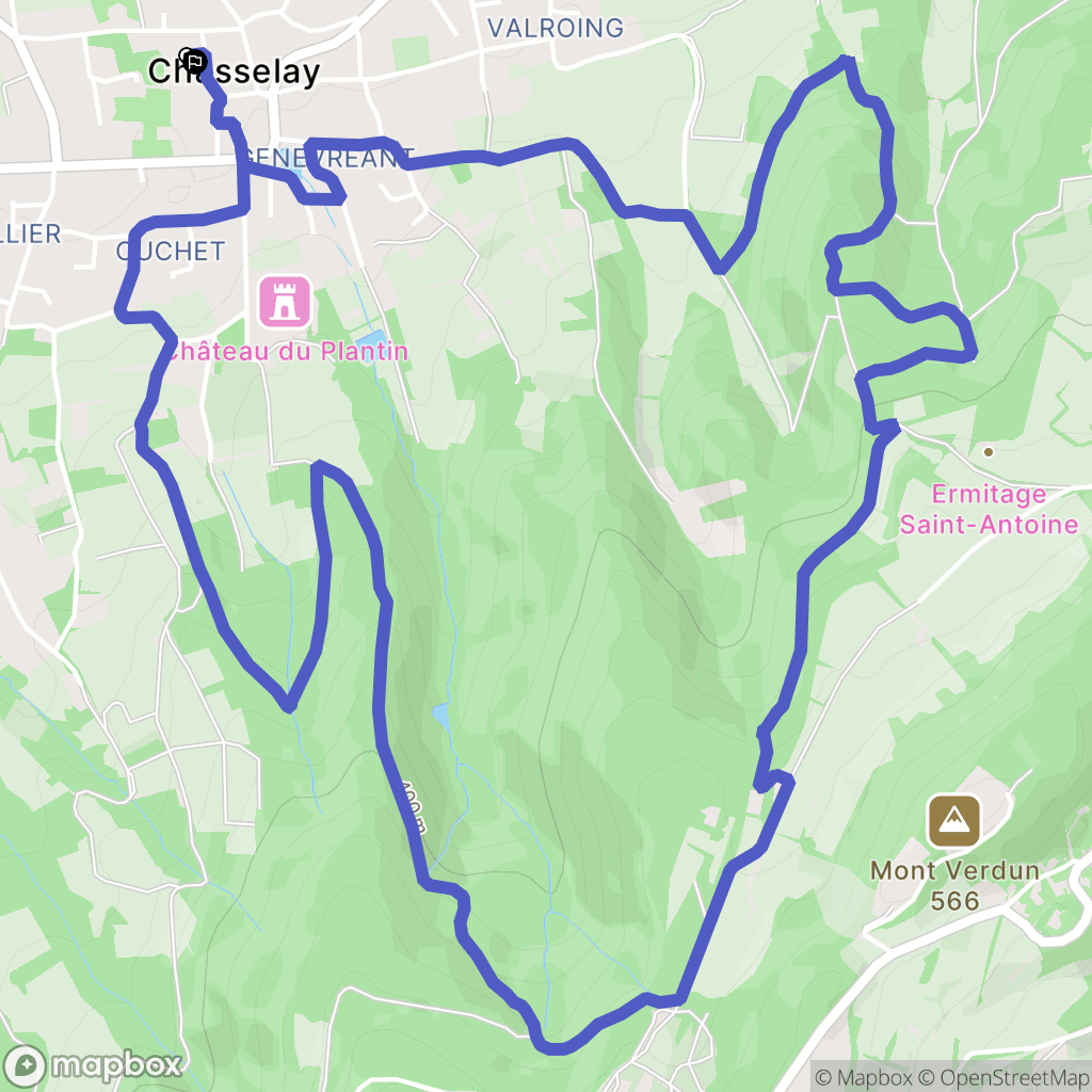 Chasselay : carte du parcours de randonnée - France