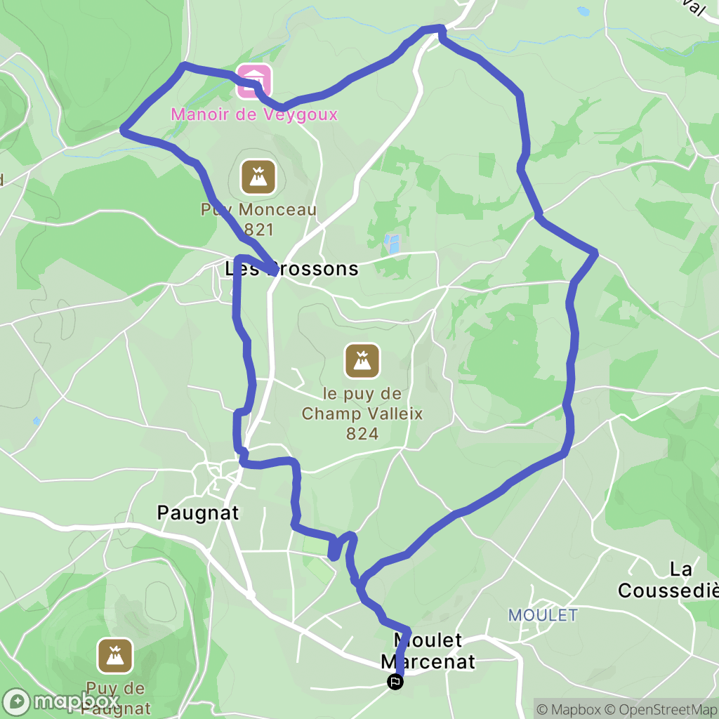 Volvic : carte du parcours de randonnée - France