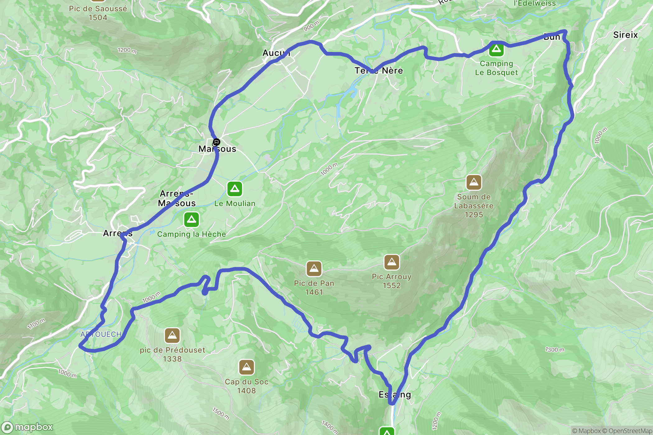 Marsous : carte du parcours de randonnée - France