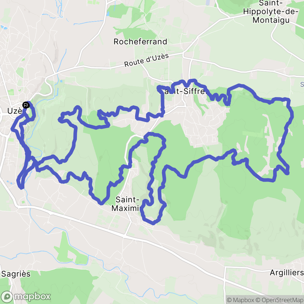 Uzès : carte du parcours de randonnée - France