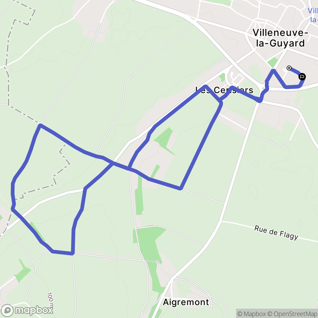 Villeneuve-la-Guyard : carte du parcours de randonnée - France
