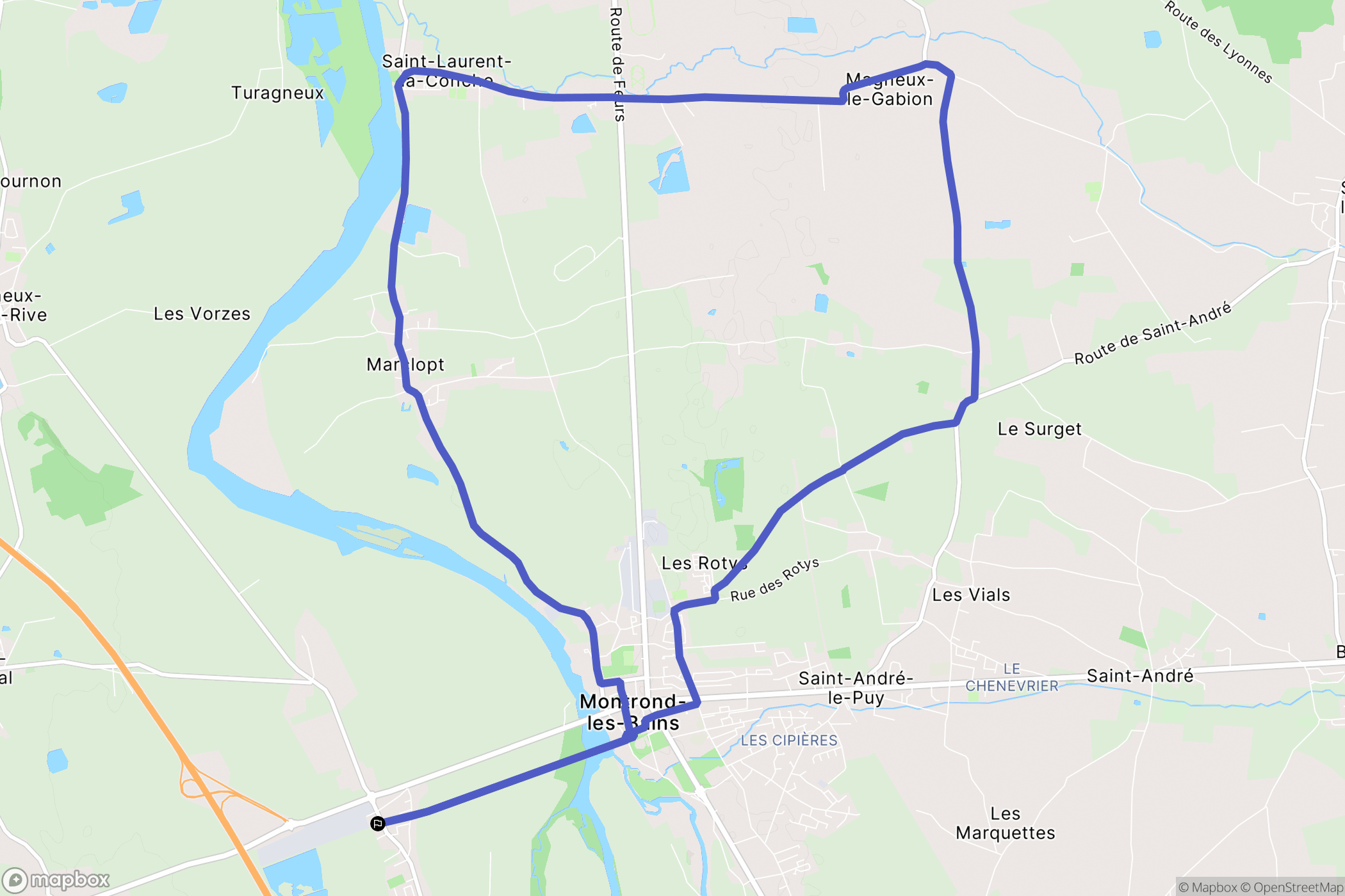 Boisset-lès-Montrond : carte du parcours de randonnée - France