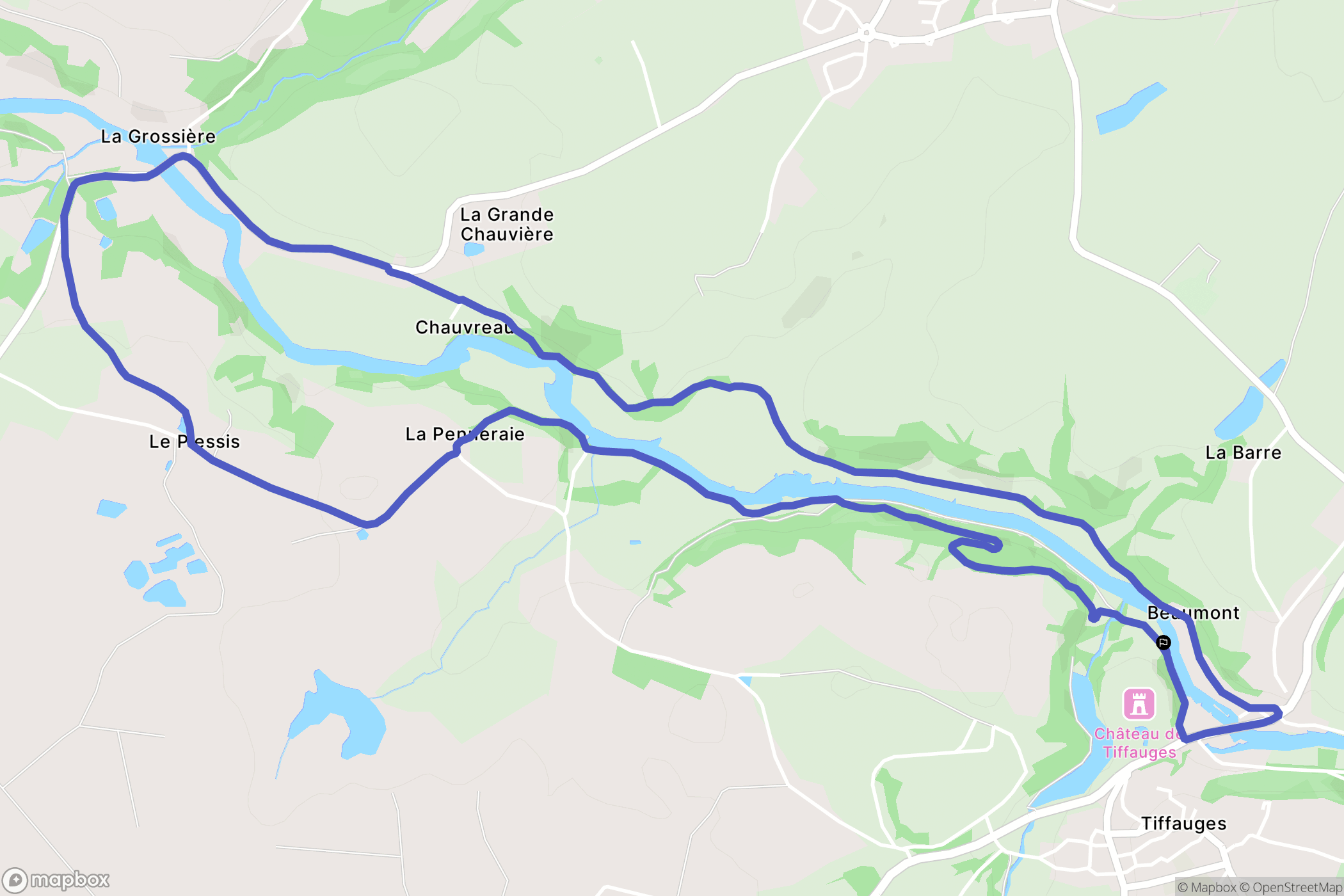 Tiffauges : carte du parcours de randonnée - France