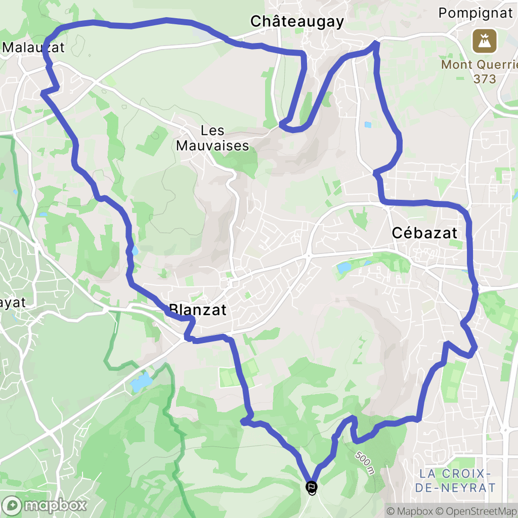 Clermont-Ferrand : carte du parcours de randonnée - France