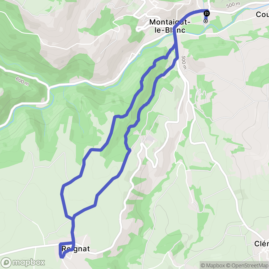 Montaigut-le-Blanc : carte du parcours de randonnée - France
