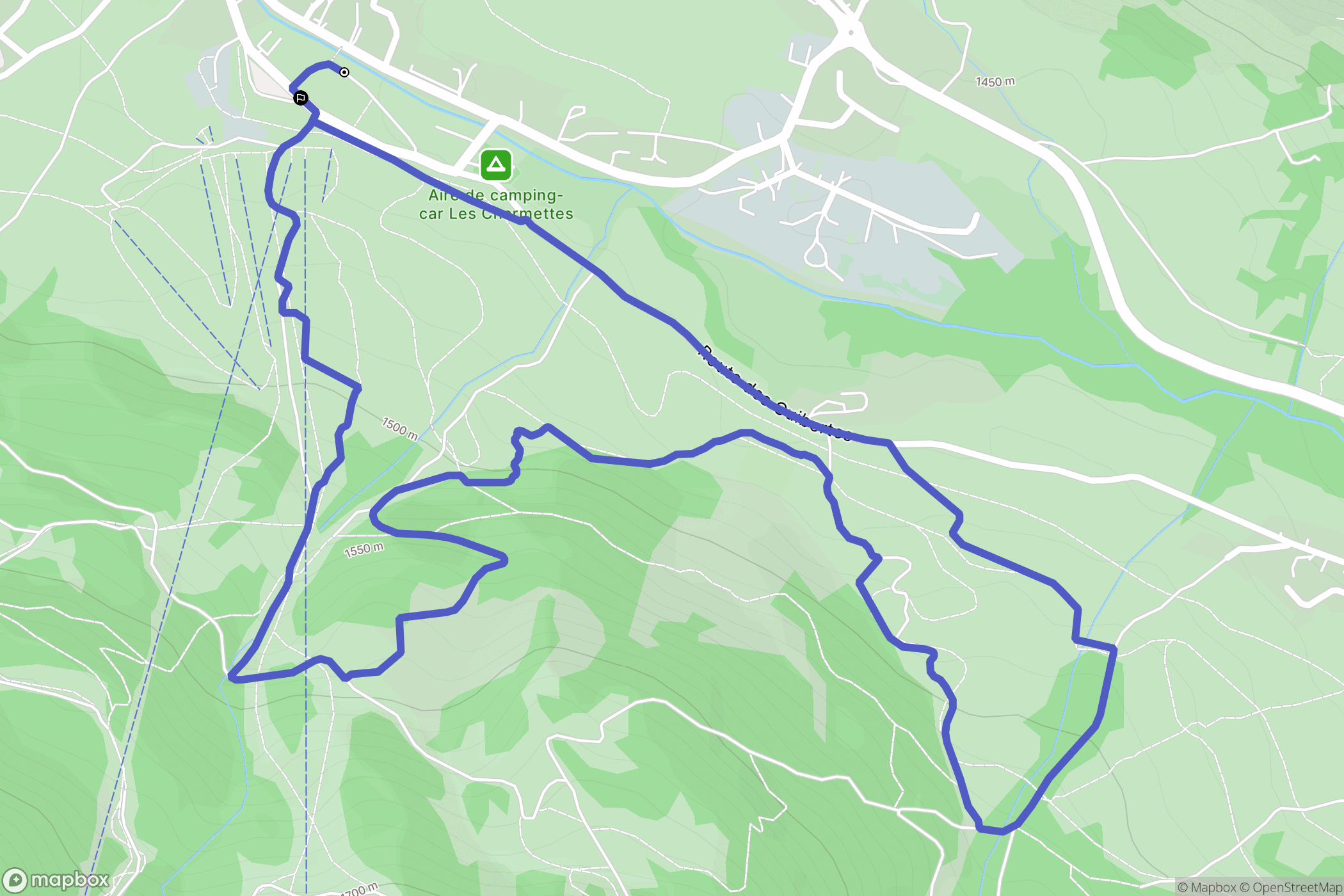 Le Monêtier-les-Bains : carte du parcours de randonnée - France
