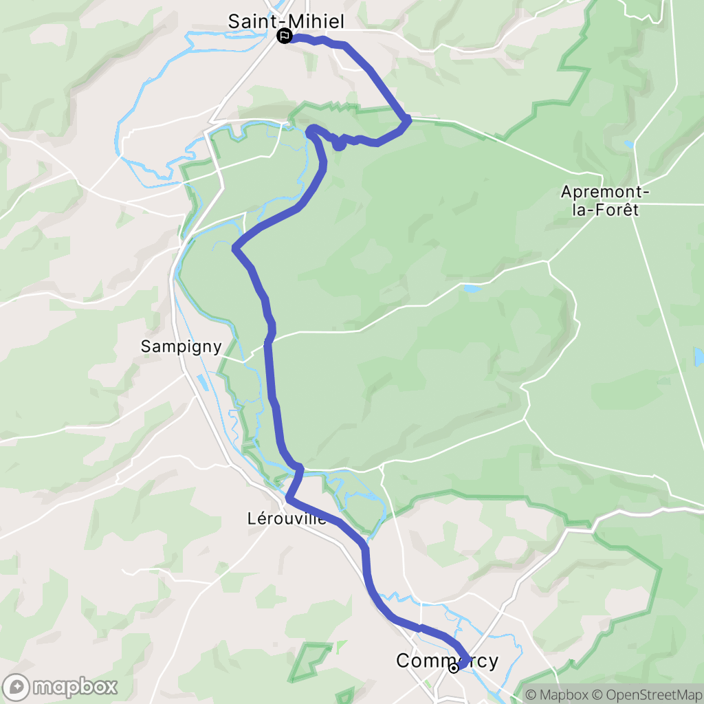 Commercy : carte du parcours de randonnée - France