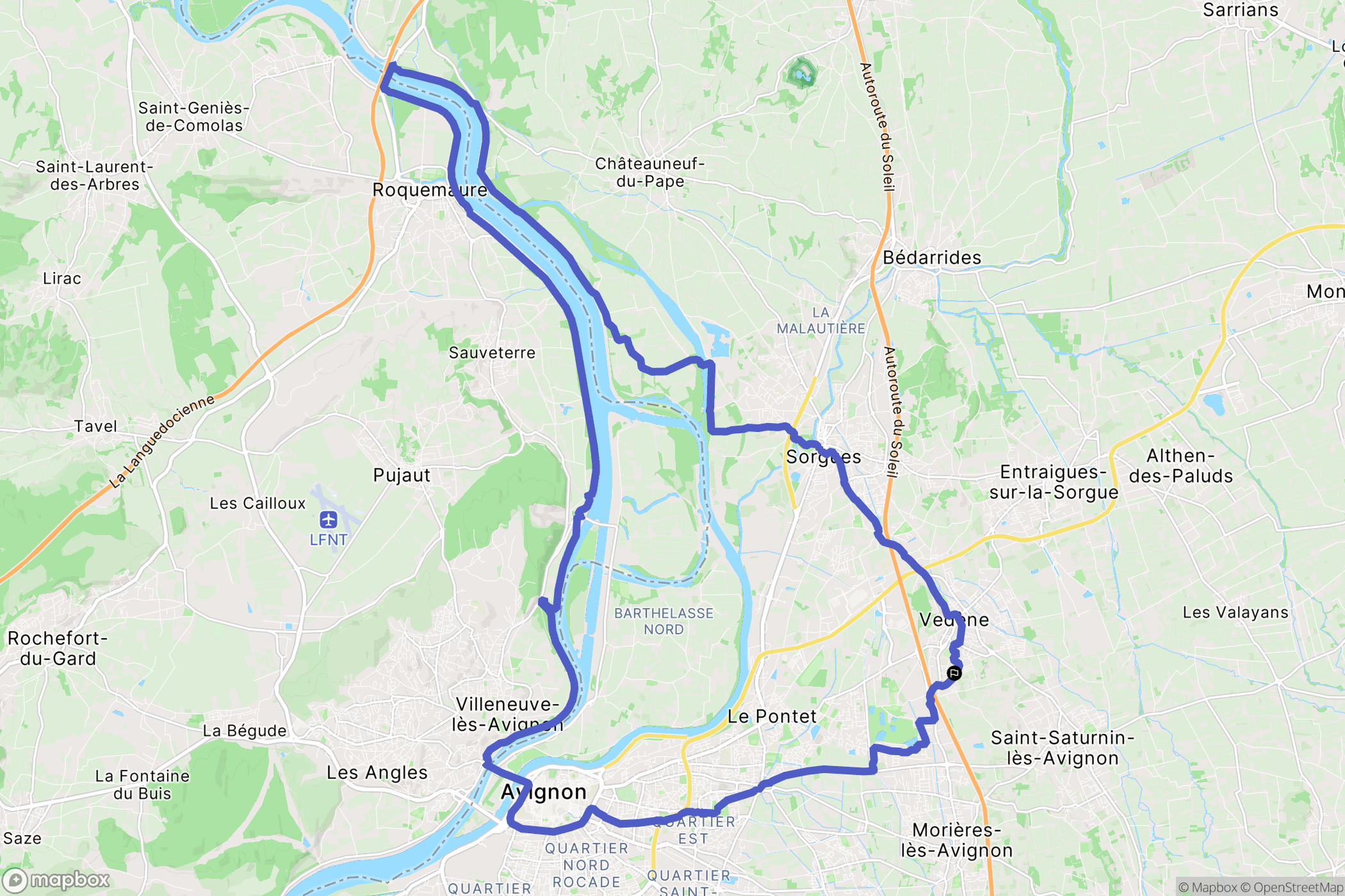 Vedène : carte du parcours de randonnée - France