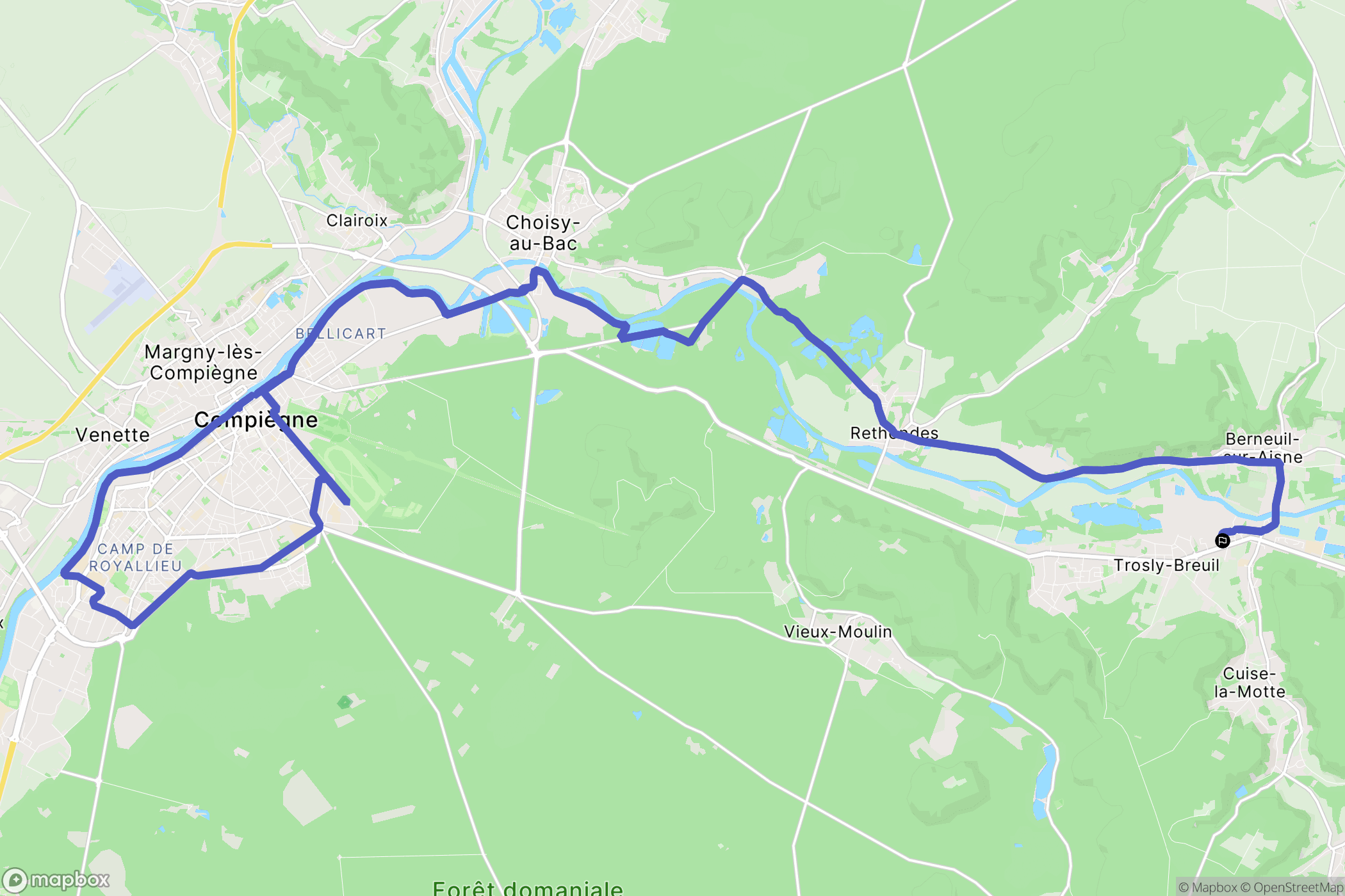 Trosly-Breuil : carte du parcours de randonnée - France