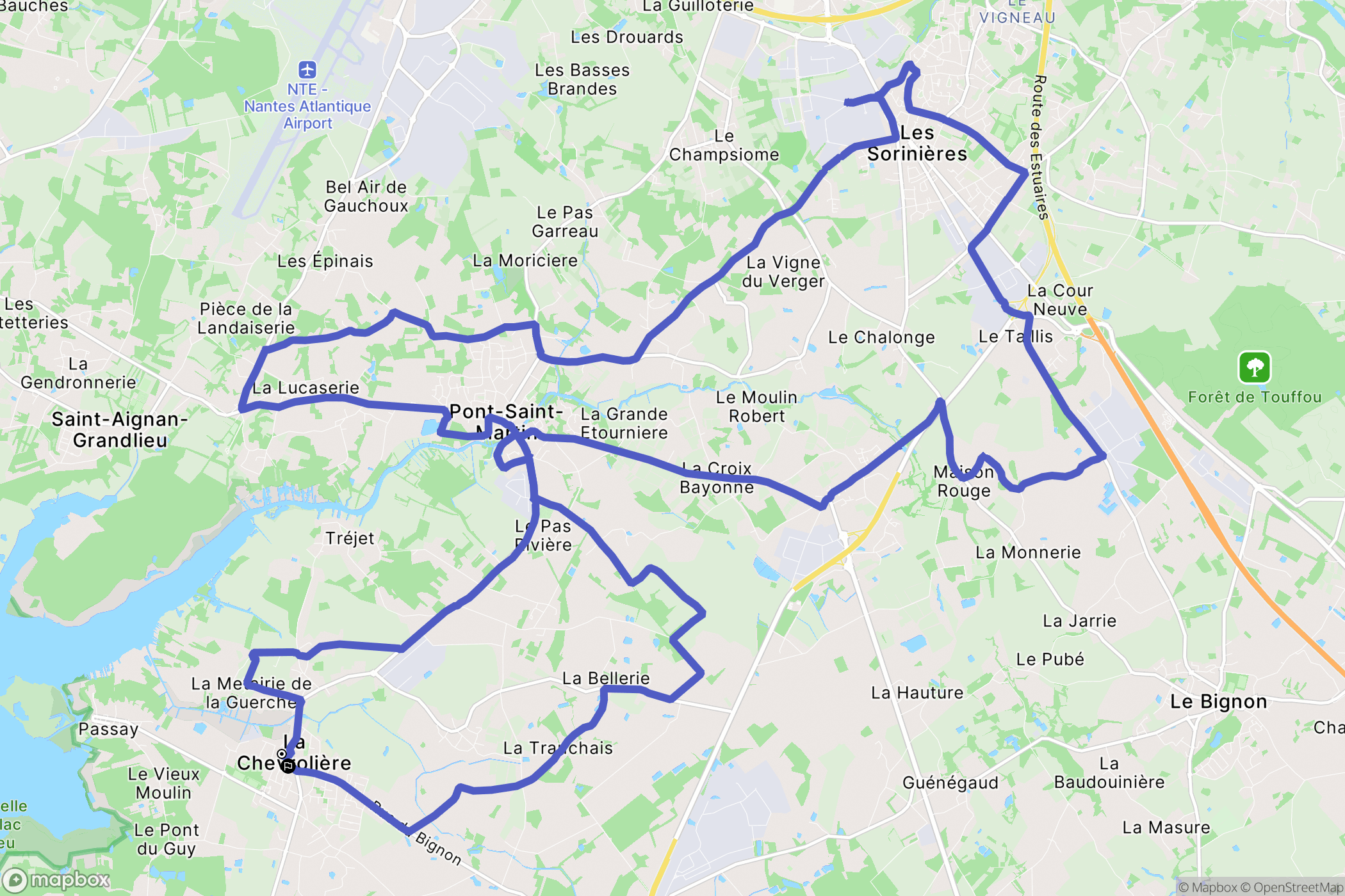La Chevrolière : carte du parcours de randonnée - France