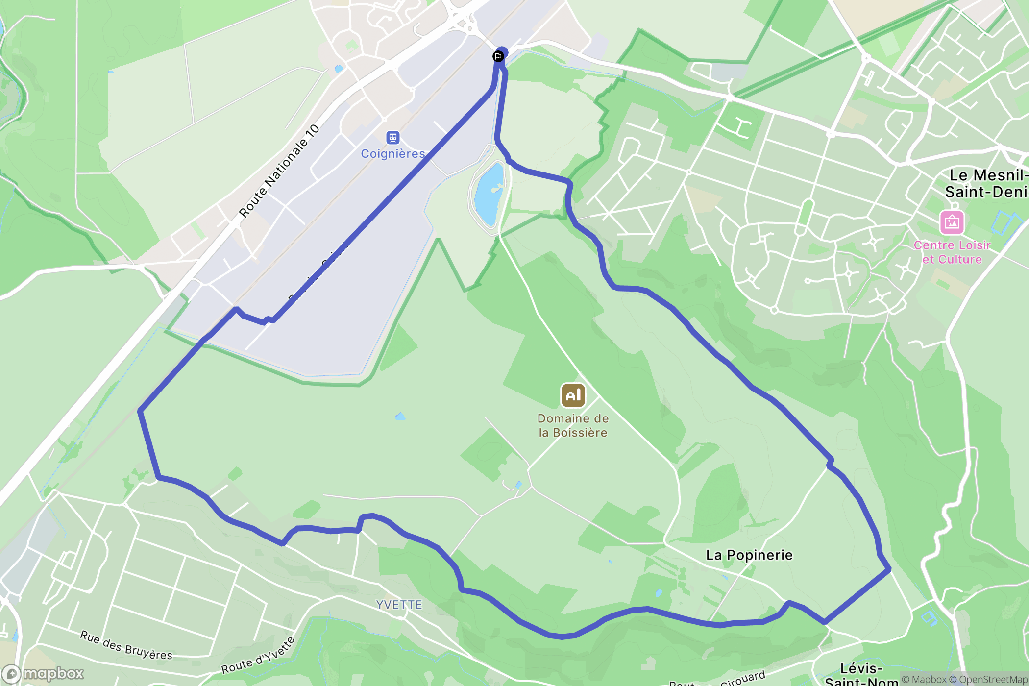 Coignières : carte du parcours de randonnée - France