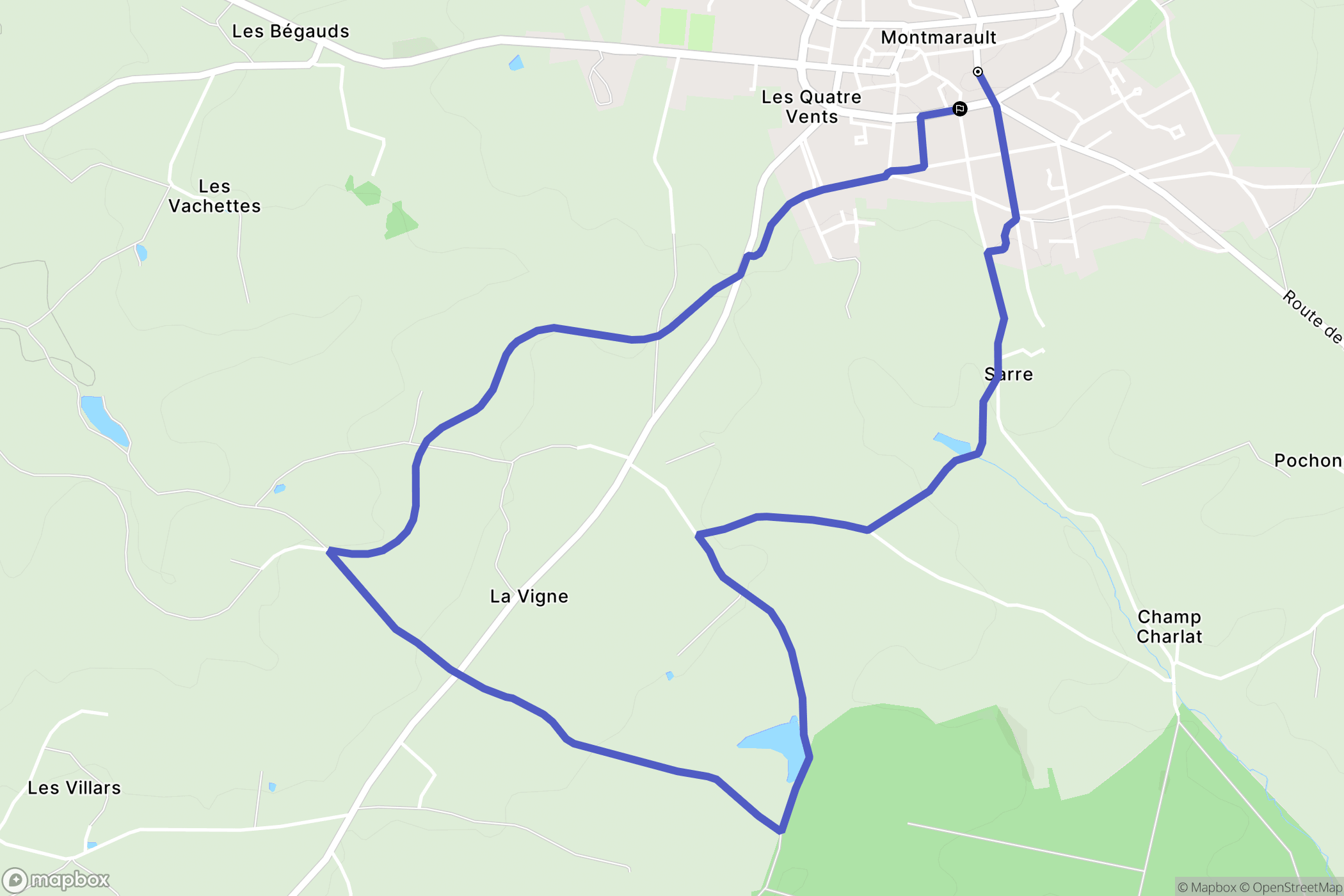 Montmarault : carte du parcours de randonnée - France