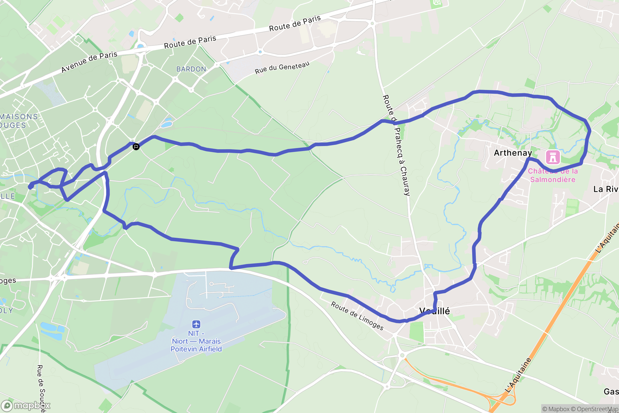 Niort : carte du parcours de randonnée - France