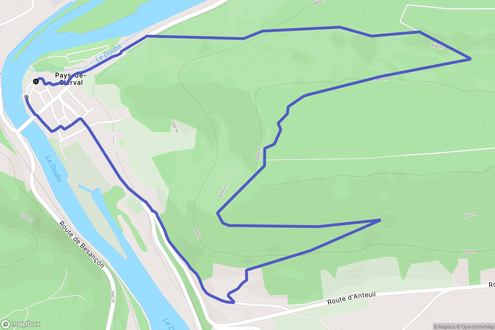 Pays-de-Clerval : carte du parcours de randonnée - France