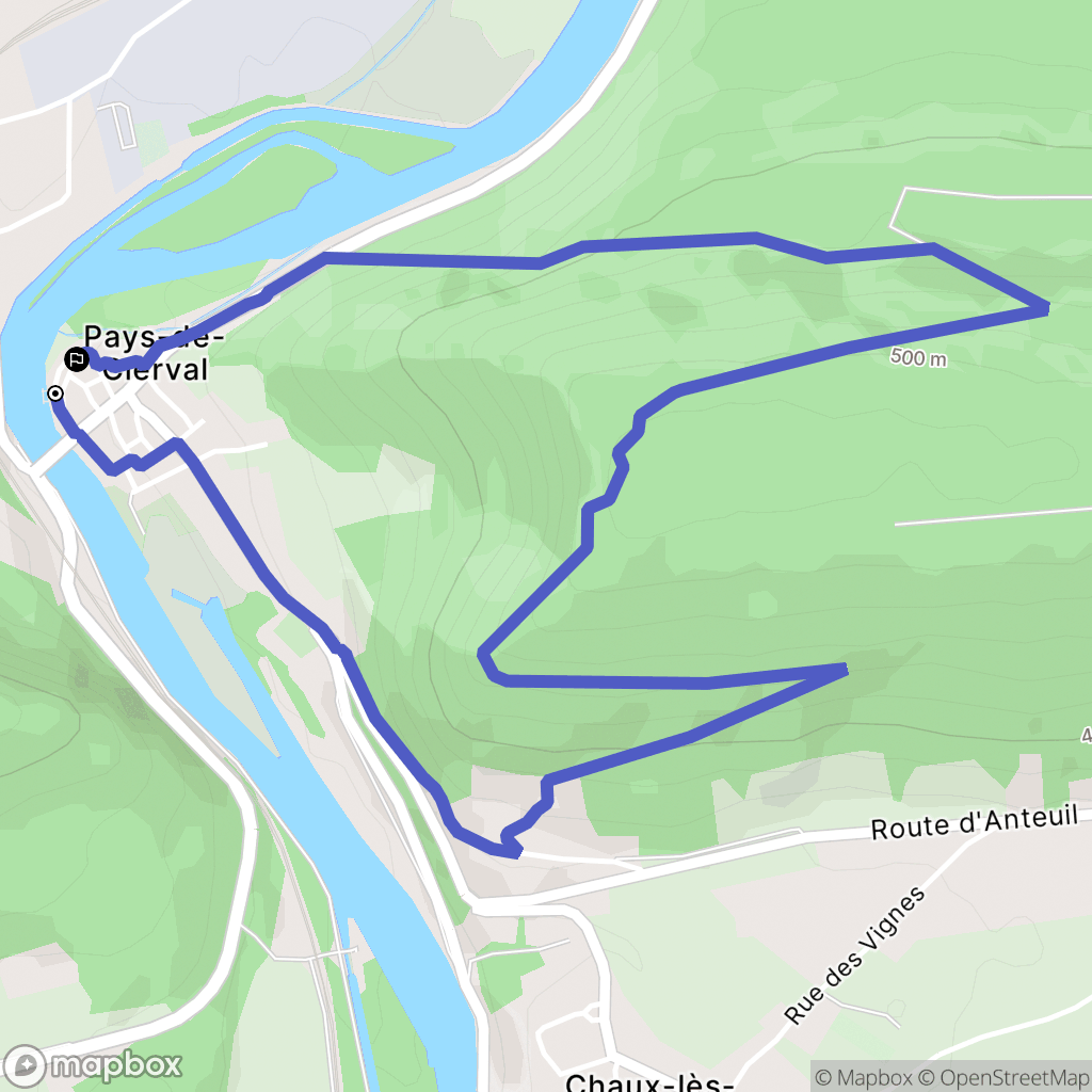 Pays-de-Clerval : carte du parcours de randonnée - France