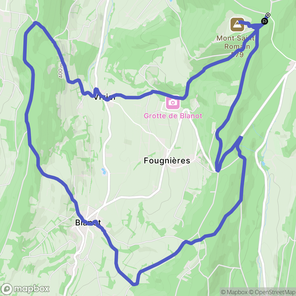 Blanot : carte du parcours de randonnée - France