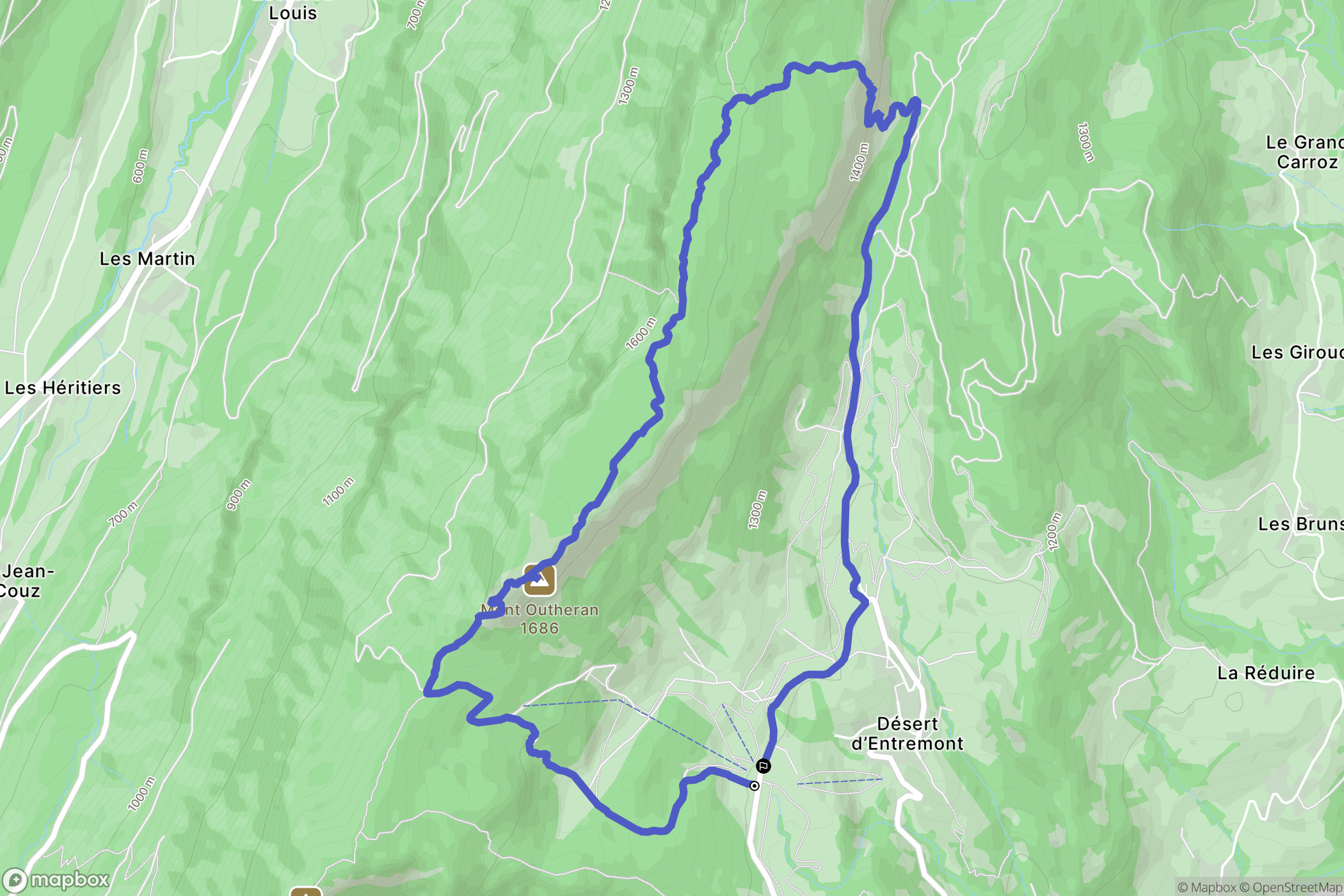 Entremont-le-Vieux : carte du parcours de randonnée - France
