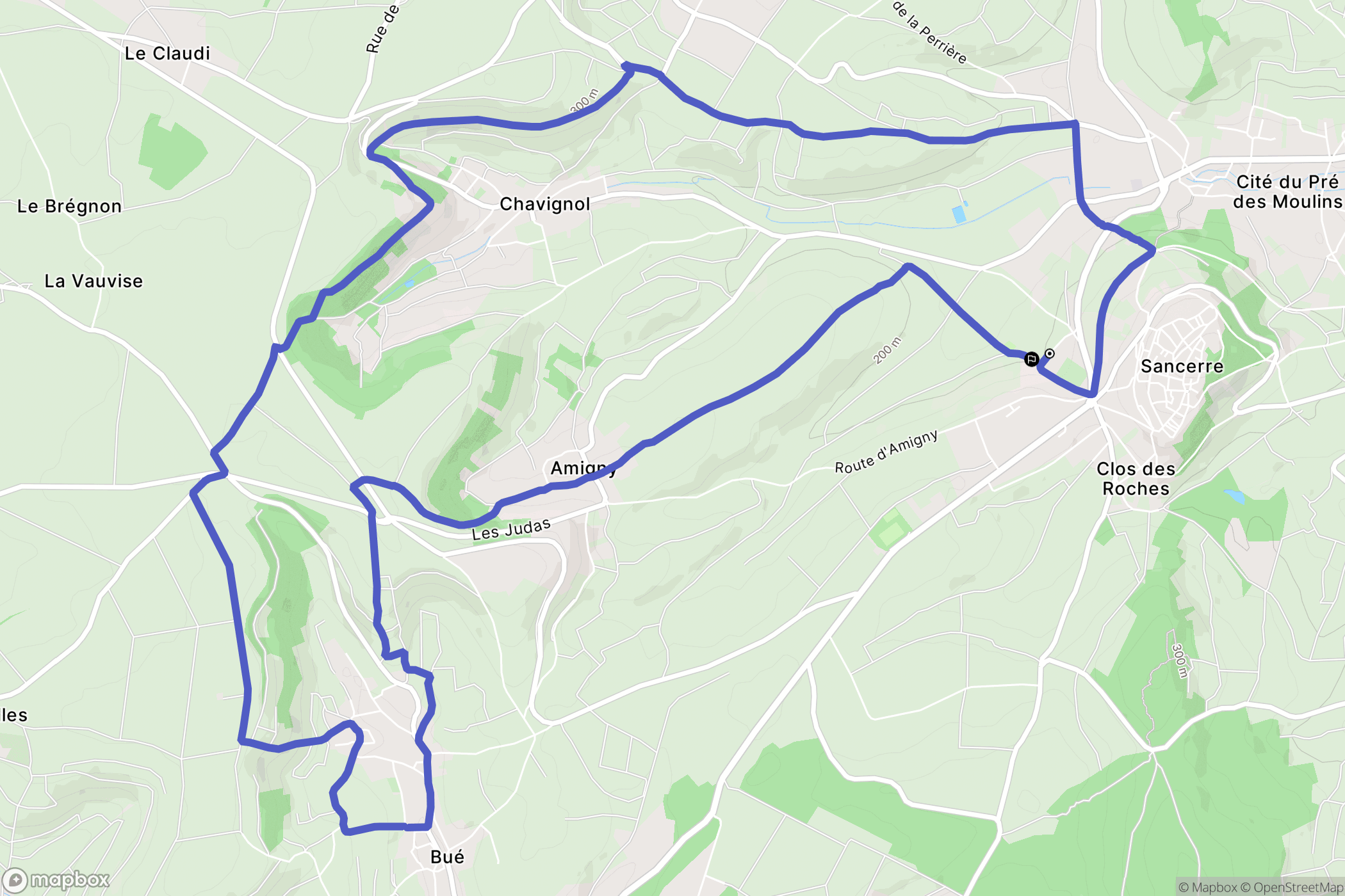 Sancerre : carte du parcours de randonnée - France