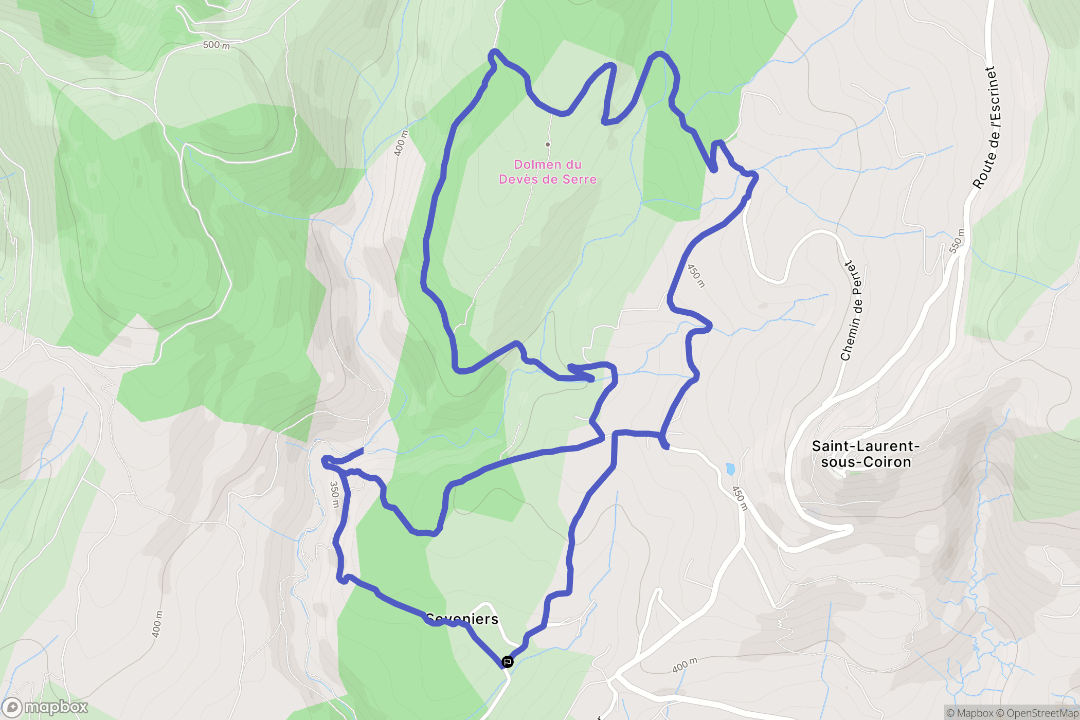 Lussas : carte du parcours de randonnée - France