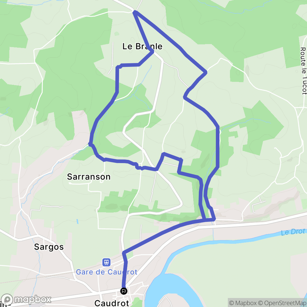 Caudrot : carte du parcours de randonnée - France